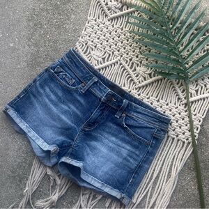 Buckle Black Distressed Jean Shorts Size 26